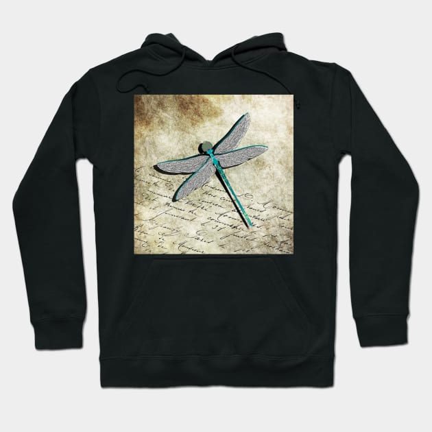 Dragonfly Teal Vintage Graphic Art Journals & Gifts Insect Gift Hoodie by tamdevo1